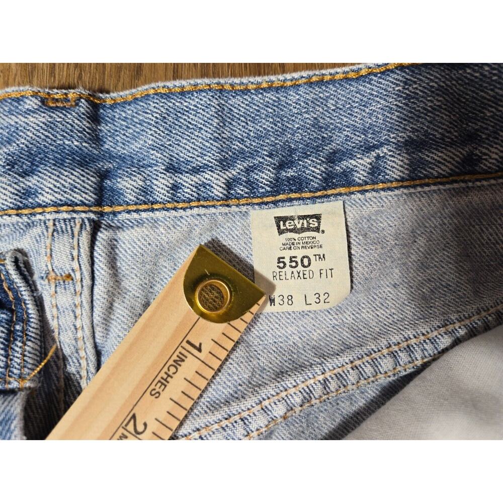Vintage 90s Levi’s 550 Relaxed Fit Denim Jeans Mens 38x32 Blue Grunge Paint - Picture 10 of 14